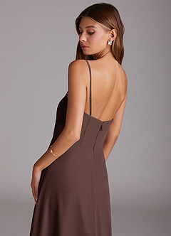 Azazie Wren Jurken voor bruidsmeisjes Jurk van Chiffon met A-lijn Strapless Ganache image7