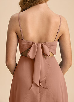 Azazie Shale Junior Bronzer A-Line Bow Chiffon Dress image7