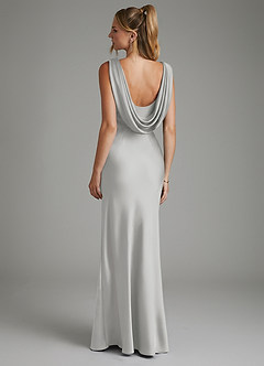 Azazie Elena Bridesmaid Dresses Silver Mermaid Pleated Stretch Satin Dress image2