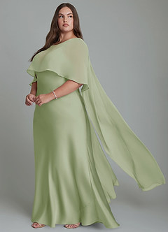 Azazie Stefania Bridesmaid Dresses Dusty Sage A-Line Stretch Satin Dress image10