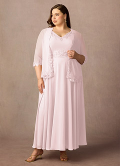 Azazie Devana vestidos de madre de la novia Vestido de Rosa Rubor de Gasa de Corte En A con Lentejuela image1