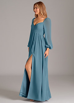 Azazie Alia Robes de demoiselle d'honneur Robe Trapèze en Mousseline de soie Manche longue Bermude image3