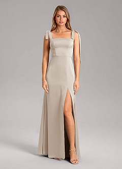 Azazie Frostine Bridesmaid Dresses Frost A-Line Bow Stretch Satin Dress image5
