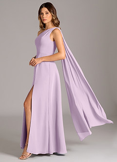 Azazie Tella Bridesmaid Dresses Frosted Lilac A-Line One Shoulder Chiffon Dress image1