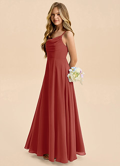 Azazie Gia Junior A-Linie Plissee Chiffon Kleid Terrakotta image1