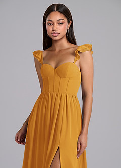 Azazie Denisse Jurken voor bruidsmeisjes Jurk van Chiffon met A-Lijn Ruches Boterbabbelaar image6