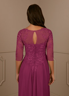Azazie Harriet Mother of the Bride Dresses Mulberry A-Line Scoop lace Mesh Dress image6