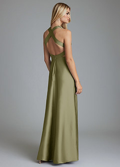 Azazie Raelynn Brudtärnklänningar Klä av A-Linje i Stretch Satin Plisserad Pistasch image2