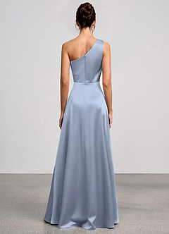 Eulalie Dusty Blue Luminous Satin Maxi Dress image3
