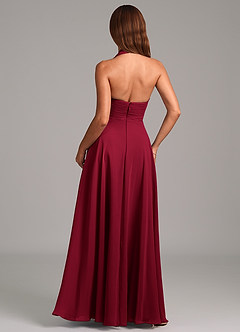 Azazie Elizabeth Final Sale Burgundy A-Line Pleated Chiffon Dress image2