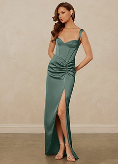 Christian Siriano Bridal for Azazie 1017 Brautjungfernkleider Etui Herzausschnitt Stretch-Satin Kleid Seemoos image3