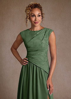 Azazie Kalleen Mother of the Bride Dresses Eucalyptus A-Line Pleated Chiffon Dress image6