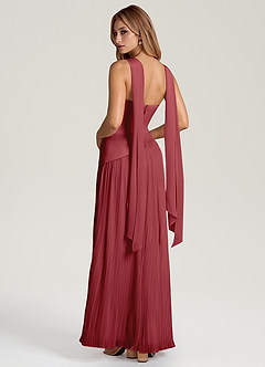 Azazie Tierney Bridesmaid Dresses Pomegranate A-Line Strapless Chiffon Convertible Dress image4