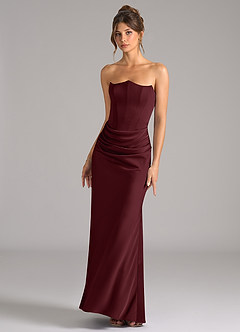 Azazie Debby Jurken voor bruidsmeisjes Converteerbaar Jurk van Stretch Satijn met Zeemeermin Strapless Cabernet image4