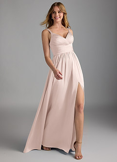 Azazie Chanel Brautjungfernkleider A-Linie Plissee Stretch-Satin Kleid Zartrosa image6