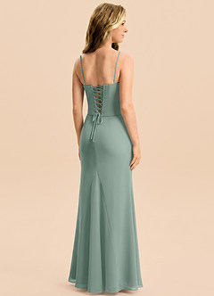 Azazie Sorrel Junior Silver Sage Mermaid Pleated Chiffon Dress image2
