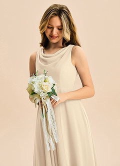 Azazie Mannie Junior Linia A Pofałdowany Szyfon Asymetryczny Młodsza druhna Sukienka image7