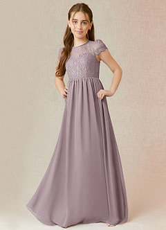 Azazie Delevingne Junior A-Linie Spitze Chiffon Kleid Dämmerung image1