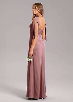 Azazie Frostine Bridesmaid Dresses Vintage Mauve A-Line Bow Stretch Satin Dress image6