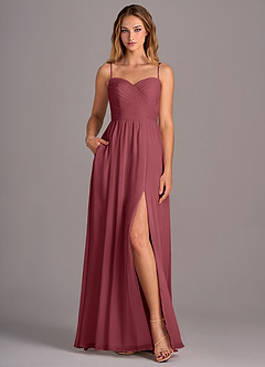Azazie Joni Bridesmaid Dresses Merlot A-Line Strapless Chiffon Convertible Dress image4