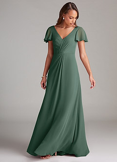 Azazie Soren Bridesmaid Dresses Sea Moss A-Line Ruched Chiffon Dress image5
