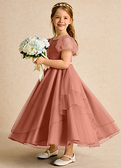Azazie Duckie Abiti da Ragazza di Fiori Abito Principessa in Tulle Plissettato Più Tagliato image4
