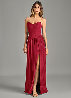 Azazie Becka Bridesmaid Dresses Scarlet A-Line Strapless Chiffon Dress image3