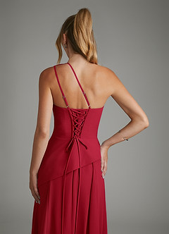 Azazie Holly Bridesmaid Dresses Scarlet A-Line Corset Chiffon Dress image8
