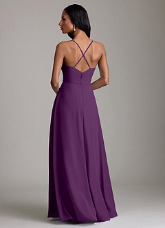 Azazie Naeem Bridesmaid Dresses Grape A-Line V-Neck Ruffle Chiffon Dress image2