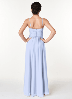 Azazie Catalina Junior Ice A-Line Ruched Chiffon Dress image2