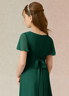 Azazie Induh Junior Robe Trapèze en Mousseline de soie Rayé émeraude image5