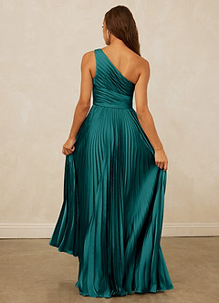Christian Siriano Bridal for Azazie 1008 Bridesmaid Dresses Peacock A-Line One Shoulder Stretch Satin Dress image7