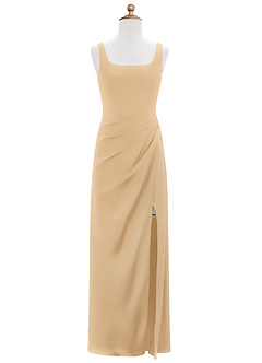 Azazie Mero Junior Gold Mermaid Pleated Stretch Satin Dress image6