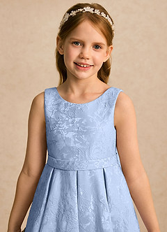 Azazie Goldie Flower Girl Klänningar Klänning A-linje i Blommig Jacquard Plisserad image6