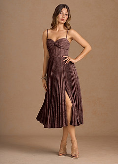 Annie Mocha Coco Pleated Midi Dress image4