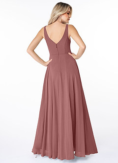 Azazie Calvi Bridesmaid Dresses Desert Rose A-Line Ruched Chiffon Dress image2