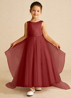 Azazie Pumpkin Flower Girl Dresses Rust A-Line Convertible Tulle Dress image2