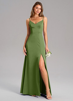 Azazie Talina Bridesmaid Dresses Juniper A-Line Stretch Satin Dress image5