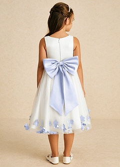 Azazie Dot Flower Girl Dresses Ivory Lavender A-Line Bow Tulle Dress image2