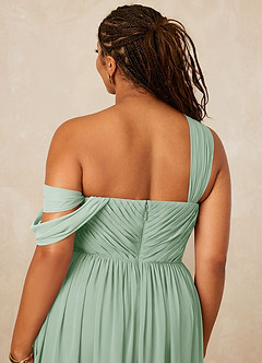 Christian Siriano Bridal for Azazie 1014 Bridesmaid Dresses Agave A-Line Off the Shoulder Chiffon Dress image16