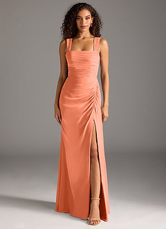 Azazie Jesaphine Bridesmaid Dresses Sunset Sheath Bow Chiffon Dress image5