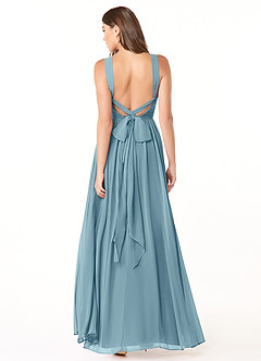 Azazie Dionne Brautjungfernkleider A-Linie Korsett Chiffon Kleid Stimmungsvolles Blau image2