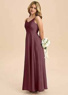 Azazie Bug Junior Robe Trapèze en Satin extensible Plissée Sangria image7