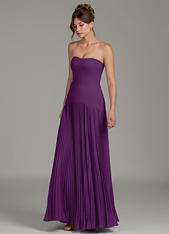 Azazie Yuliana Bridesmaid Dresses Grape A-Line Strapless Chiffon Dress image5