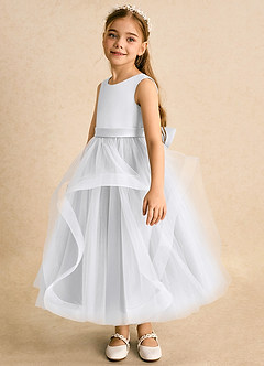Azazie Vana Robe Demoiselle D'honneur Fillette Robe Princesse en Tulle Arc Blanc image5