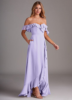 Azazie Lyra Bridesmaid Dresses Lilac A-Line Chiffon Convertible Dress image6