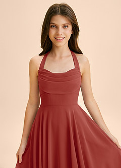 Azazie Kady Junior Terracotta A-Line Sweetheart Neckline Chiffon Dress image6