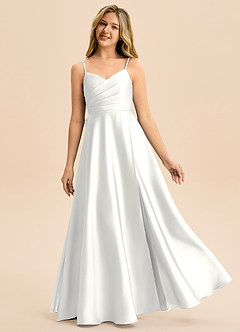 Azazie Rumi Junior Klä av A-Line i Stretch Satin Plisserad image1