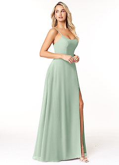 Azazie Moira Brautjungfernkleider A-Linie Schaufel Chiffon Kleid Agave image4