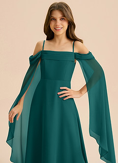 Azazie Moana Junior Linia A Pofałdowany Szyfon Długość podłogi Młodsza druhna Sukienka image7